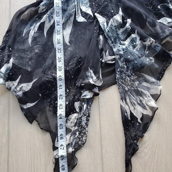 Cache Silk Blend Sleeveless Midi Beaded Dress Asymmetrical Hem - Picture 7 of 10